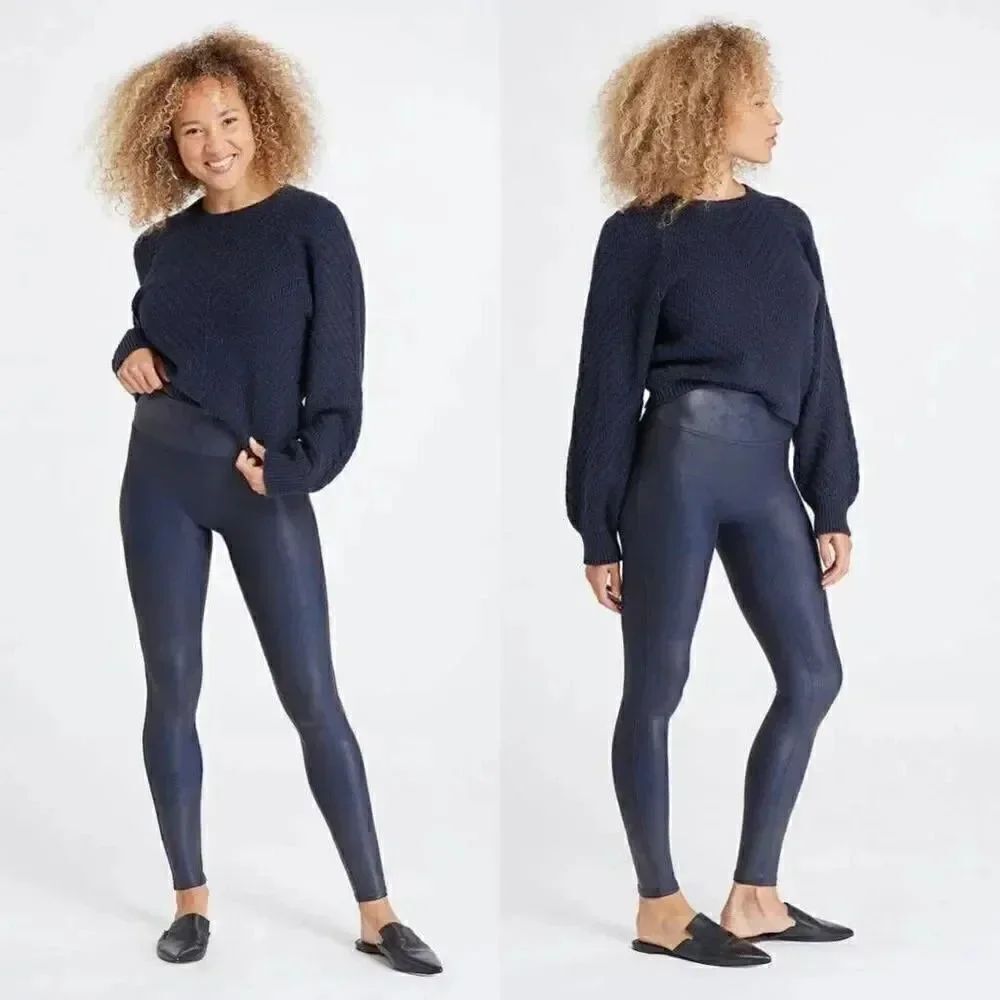 Spanx fuax leathet blue XL